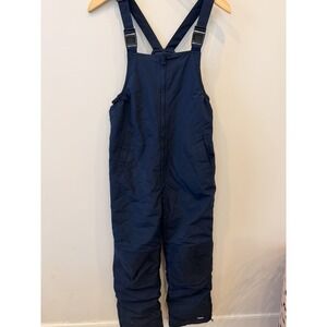Lands' End Insulated Snow Bibs Youth Size 14 Navy Blue Winter Ski Pants